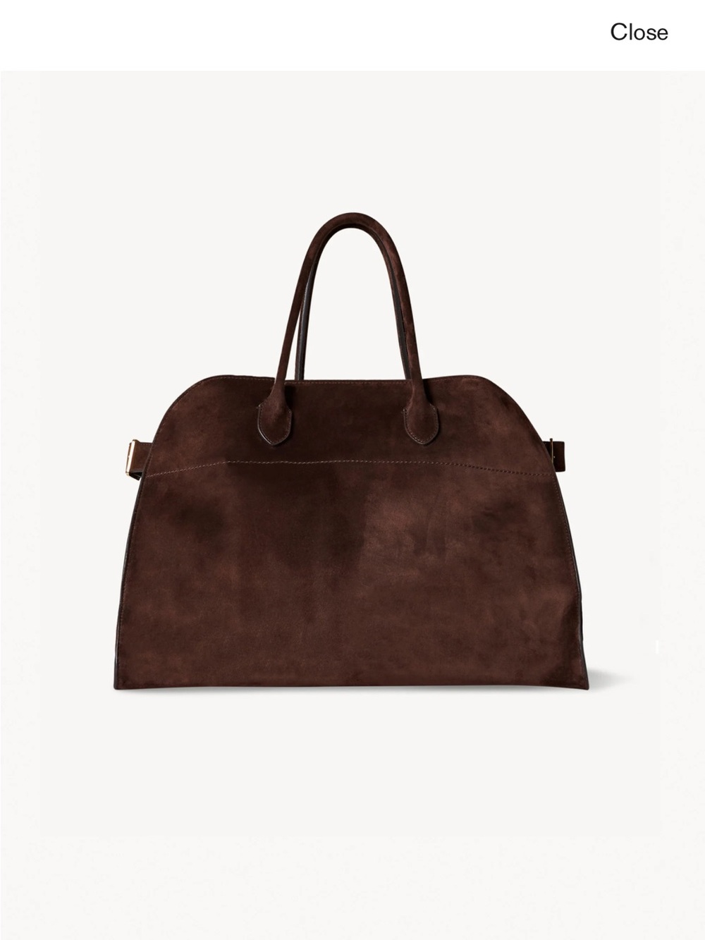The row Soft Margaux 15 Bag Suede Top-Handle Tote in Dark Brown